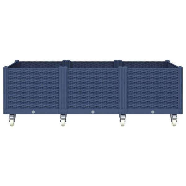 vidaXL Fioriera da Giardino con Ruote Grigio Blu 150x80x54 cm in PP