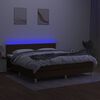 vidaXL Letto a Molle Materasso e LED Marrone Scuro 160x200 cm Tessuto