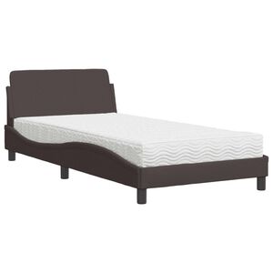 vidaXL Letto con Materasso Dover Marrone Scuro 100x200 cm in Tessuto