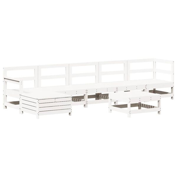 vidaXL Set Salotto da Giardino 7 pz Bianco in Legno Massello di Pino