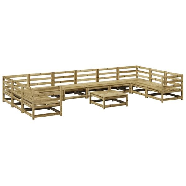 vidaXL Set Divani da Giardino 11 pz in Legno Impregnato di Pino