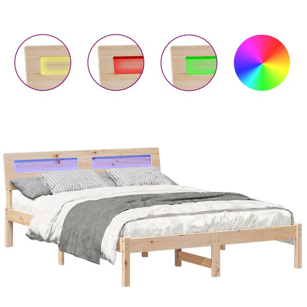 vidaXL Struttura del letto Marrone 140 x 190 cm Pino massello