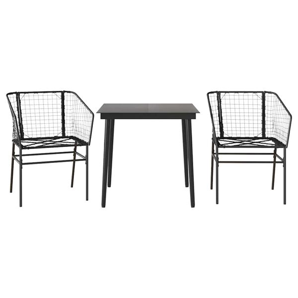 vidaXL Set da Pranzo da Giardino 3pz con Cuscini Polyrattan Vetro