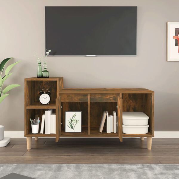 vidaXL Mobile TV Rovere Fumo 100x35x55 cm in Legno Multistrato