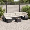 vidaXL Set Divani da Giardino con Cuscini 7pz Nero Polyrattan