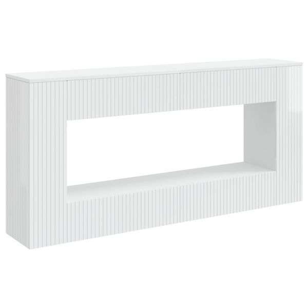 vidaXL Tavolo consolle Rigato Bianco Lucido 155 x 29 x 74 cm