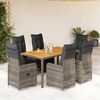 vidaXL Set Bistr&ograve; da Giardino 7 pz con Cuscini in Polyrattan Grigio
