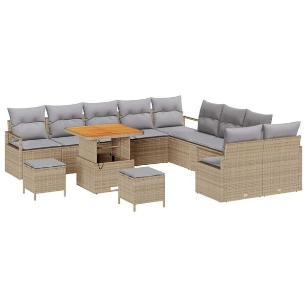 vidaXL Set Divano da Giardino con cuscino 13 pcs Beige e Grigio Chiaro