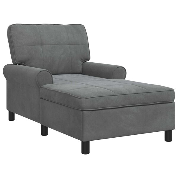 vidaXL Chaise Lounge con cuscino Grigio scuro 91 x 157 x 91 cm Velluto
