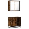 vidaXL Set Mobili da Bagno 2 pz Rovere Fumo in Legno Multistrato