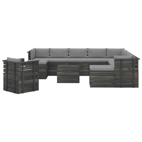 vidaXL Set Divani da Giardino Pallet 12 pz con Cuscini Massello Pino