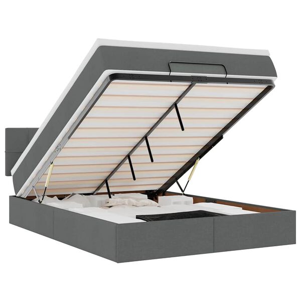 vidaXL Pouf Letto con Materasso e LED Nero 140x200 cm in Tessuto