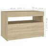 vidaXL Comodino con Luci LED Sonoma 60x35x40 cm in Legno Multistrato