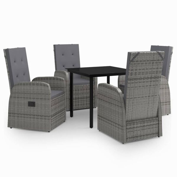 vidaXL Set da Pranzo da Giardino 5 pz con Cuscini Grigio