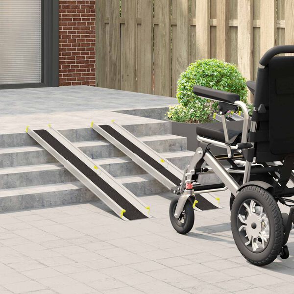 vidaXL Rampa per Sedia a Rotelle 2 pcs Nero 152 x 19 x 5,5 cm