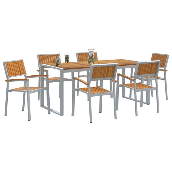 vidaXL Set da Pranzo per Giardino 7 pcs Grigio