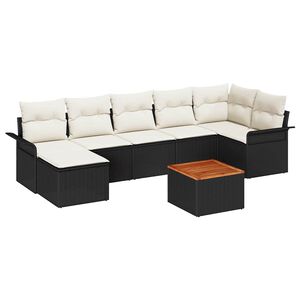 vidaXL Set Divano da Giardino 8 pcs Nero e Crema polyrattan