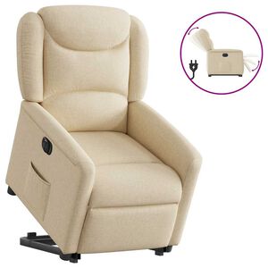 vidaXL Poltrona Alzapersona Reclinabile Elettrica Crema in Tessuto