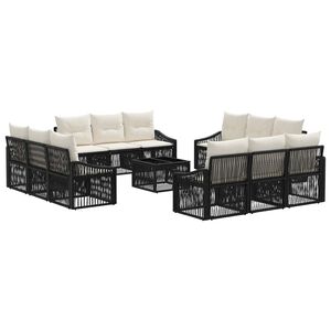vidaXL Set Divano da Giardino 13 pz Nero polyrattan
