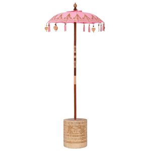 vidaXL Ombrello balinese con base Rosa 95 x 95 x 260 cm