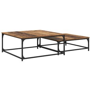 vidaXL Tavolino da salotto 2 pz Legno vecchio 80 x 80 x 35 cm