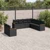 vidaXL Set Divani da Giardino 9 pz con Cuscini Nero in Polyrattan