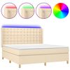 vidaXL Letto a Molle con Materasso e LED Crema 180x200 cm in Tessuto