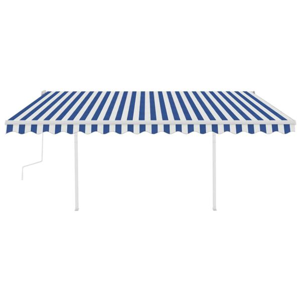 vidaXL Tenda da Sole Retrattile Manuale con LED 4,5x3 m Blu e Bianca