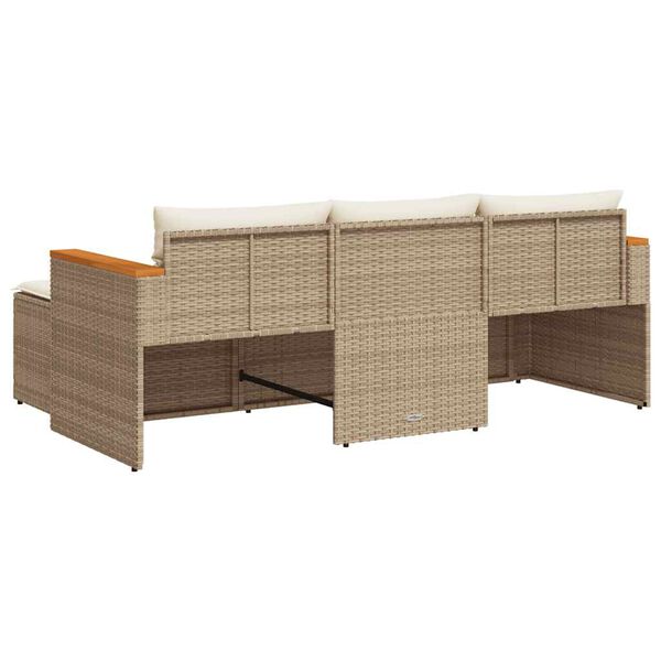 vidaXL Set Divano da Giardino 3 pz con Cuscini Beige in Polyrattan