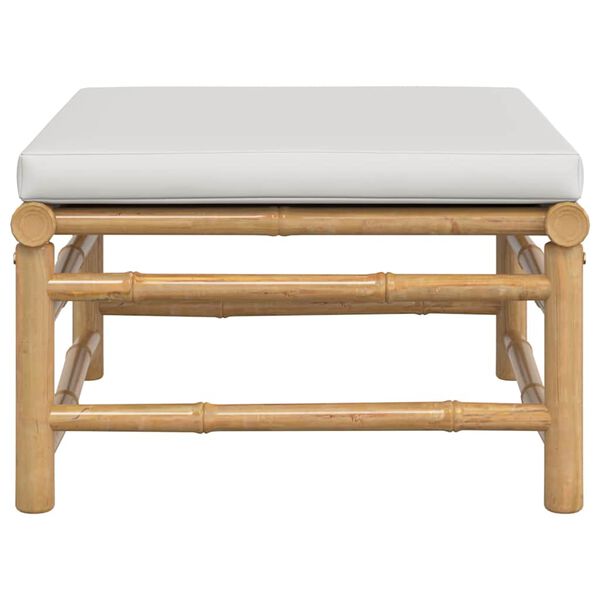 vidaXL Poggiapiedi da Giardino con Cuscino Grigio Chiaro in Bambù