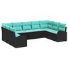 vidaXL Set Divano da Giardino 9 pcs Nero e Turchese polyrattan