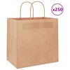 vidaXL Sacchetti di Carta 250 pz con Manici Marrone 26x17x25 cm