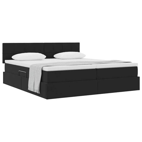vidaXL Letto con Contenitore con materasso Nero 100 x 200 cm
