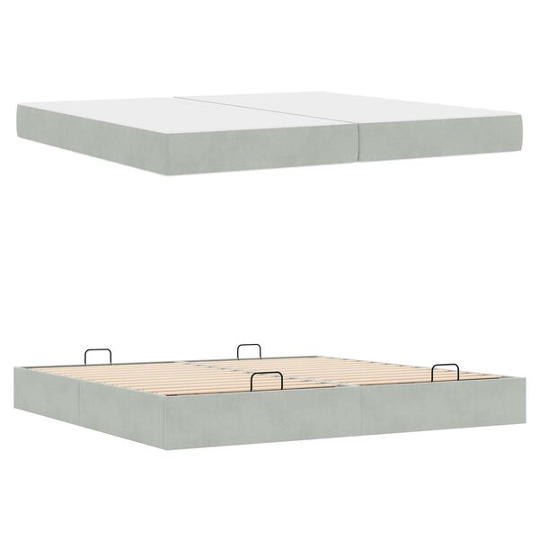 vidaXL Struttura letto con materasso 2 pcs Grigio chiaro Velluto