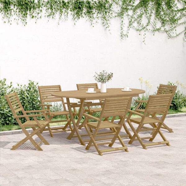 vidaXL Set da Pranzo da Giardino 7 pz in Legno Massello di Acacia