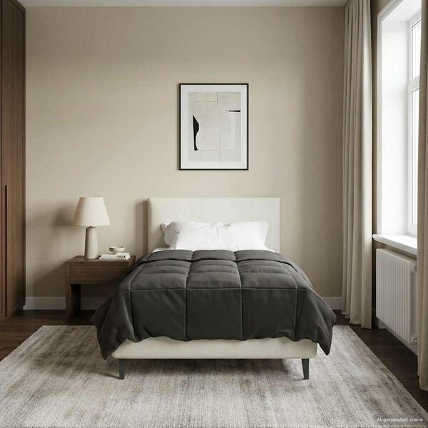 vidaXL Piumone Completo Annuale Antracite 155 x 200 cm Microfibra