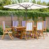 vidaXL Set Pranzo Giardino 7pz Blu e Bianco Tessuto e Legno Massello