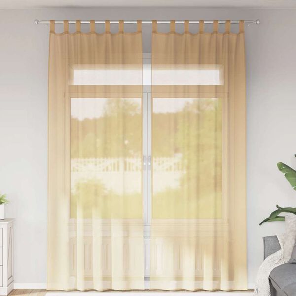 vidaXL Tende in Voile con Passanti 2 pz Sabbia 140x260 cm