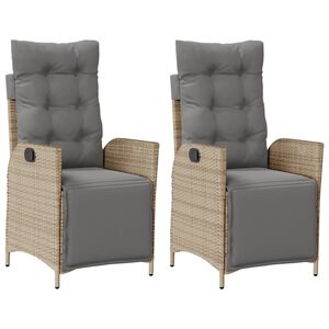 vidaXL Sedie da Giardino Reclinabili 2 pz con Poggiapiedi Polyrattan
