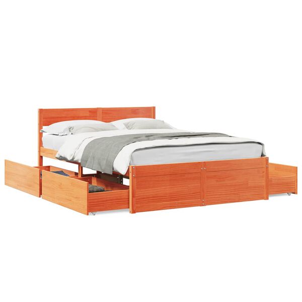 vidaXL Letto senza Materasso Marrone Cera 120x190 cm in Legno di Pino