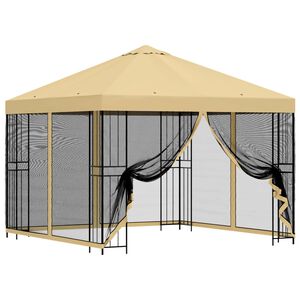vidaXL Gazebo da giardino con pareti laterali 3 x 3 m Crema