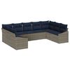 vidaXL Set Divano da Giardino 9 pcs Grigio e Blu Navy polyrattan