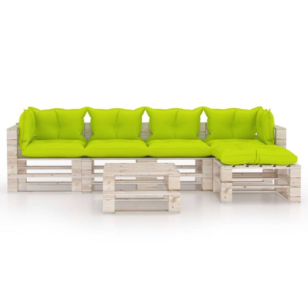 vidaXL Set Salotto Giardino su Pallet Cuscini 6 pz in Legno di Pino