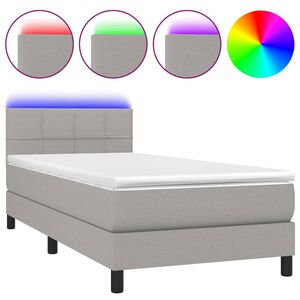 vidaXL Letto a Molle Materasso e LED Grigio Chiaro 80x200 cm Tessuto