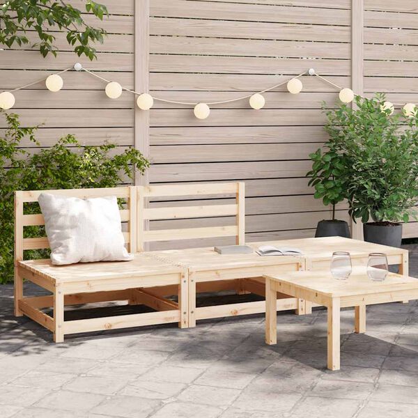 vidaXL Set Divani da Giardino 3 pz in Legno Massello di Pino