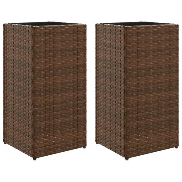vidaXL Fioriere da Giardino 2 pz Marrone 30x30x60 cm in Polyrattan