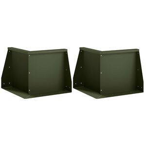 vidaXL Muro di contenimento 2 pz 50 x 50 x 30 cm Acciaio Verde Oliva