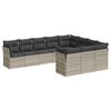 vidaXL Set Divano Giardino 10 pz con Cuscini Grigio Chiaro Polyrattan