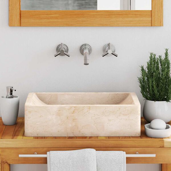 vidaXL Lavello 45x30x12 cm Marmo Lucido Crema