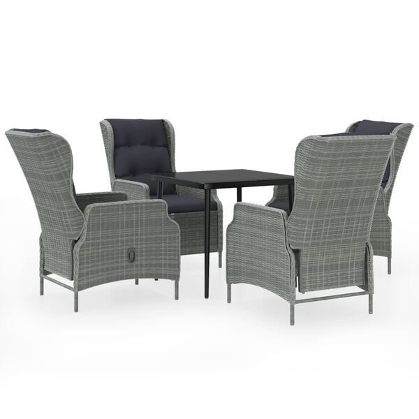 vidaXL Set Mobili da Pranzo per Giardino 5 pz Grigio Chiaro